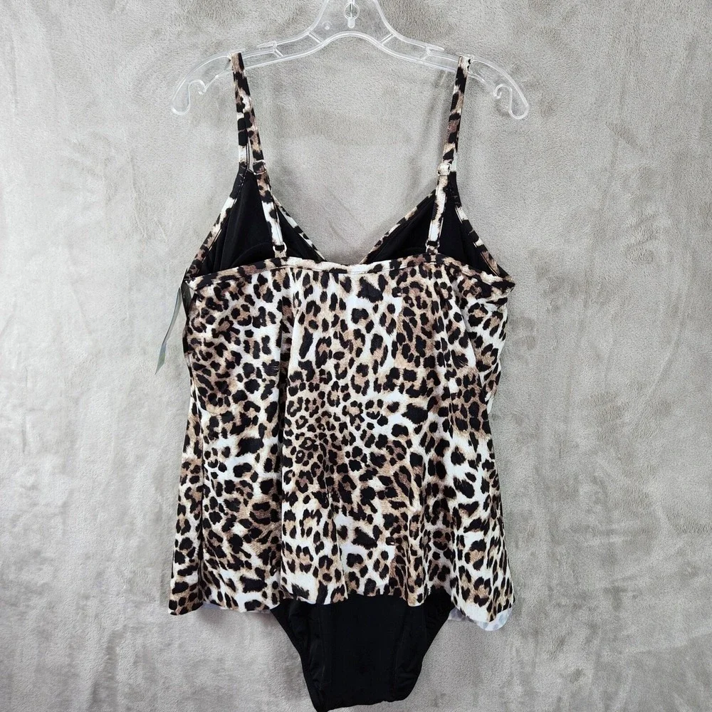 Swim Solutions Knotted Flyaway Fauxkini Swimsuit Tummy Control Plus Size 20W - Picture 3 of 5